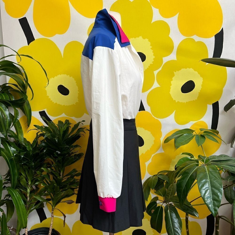 Rad Vintage 1990s Vivid Colorblock Double Collar Button Down Blouse - Picture 5 of 12